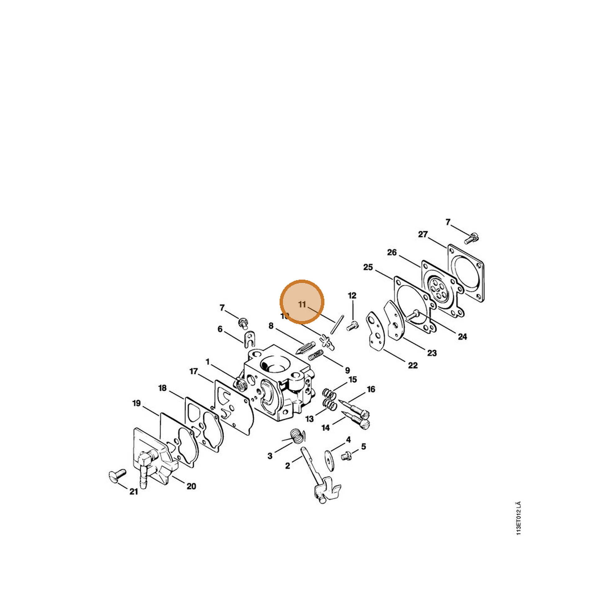 STIHL part 1113-121-9200 — IPL diagram snippet (6x zoom, amber highlight)