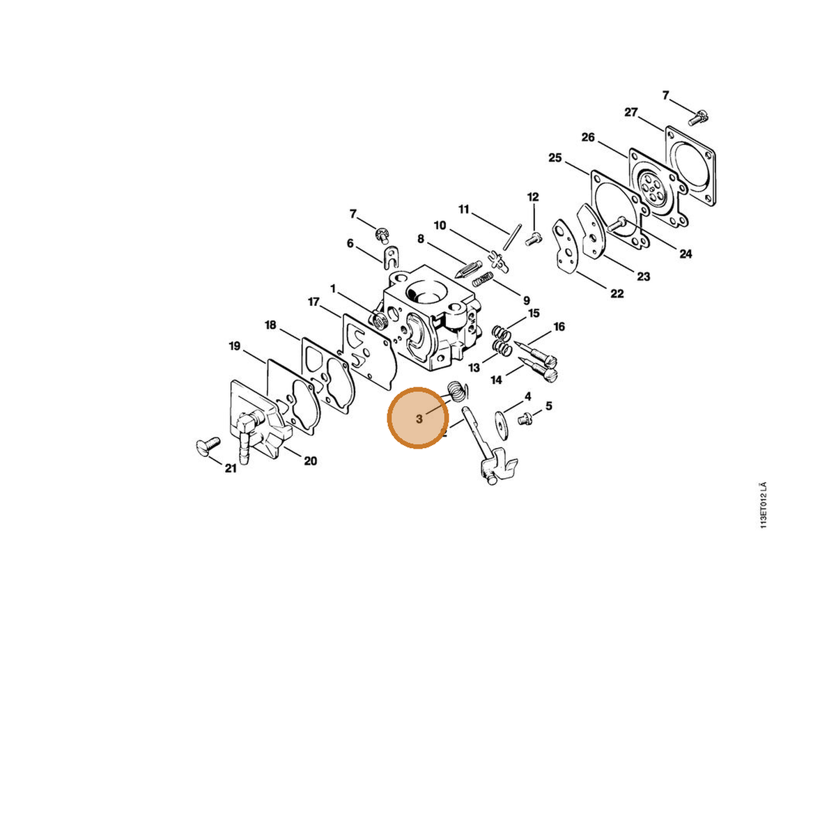 STIHL part 1113-122-3205 — IPL diagram snippet (6x zoom, amber highlight)