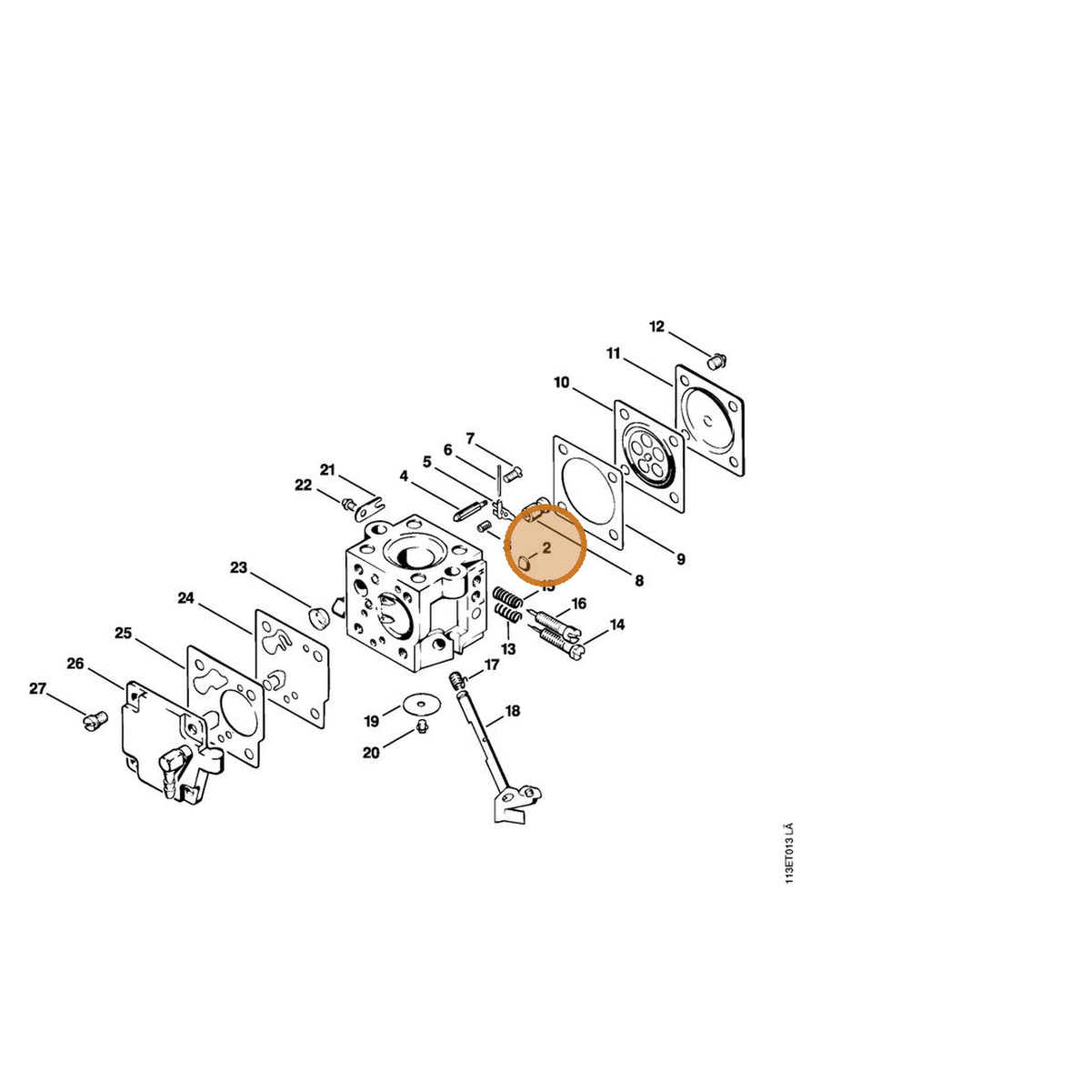 STIHL part 1113-122-9400 — IPL diagram snippet (6x zoom, amber highlight)
