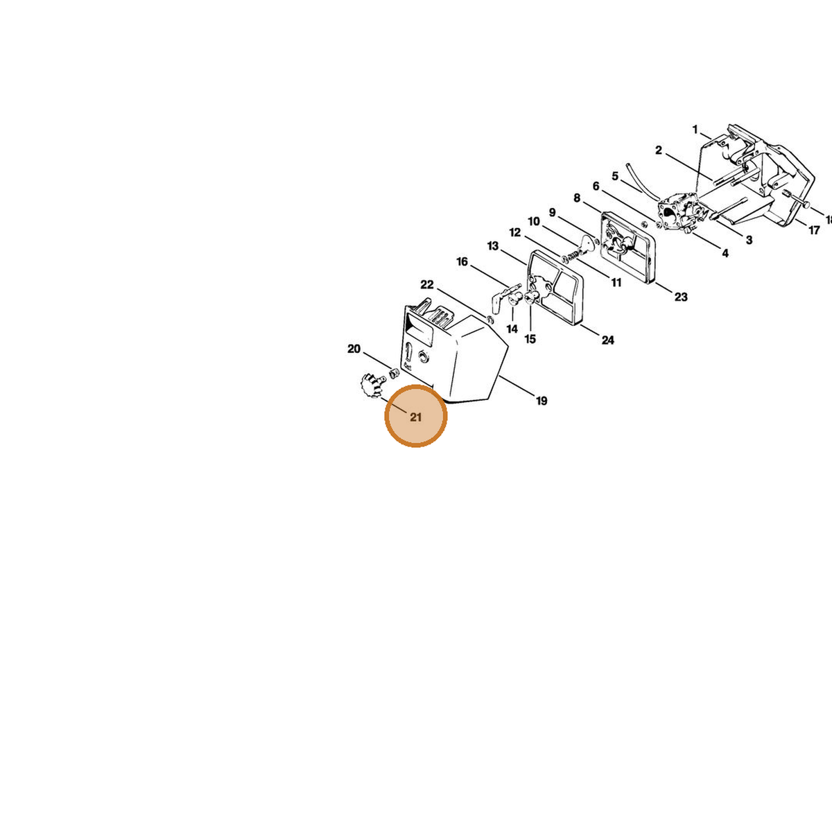 STIHL part 1113-140-9200 — IPL diagram snippet (6x zoom, amber highlight)