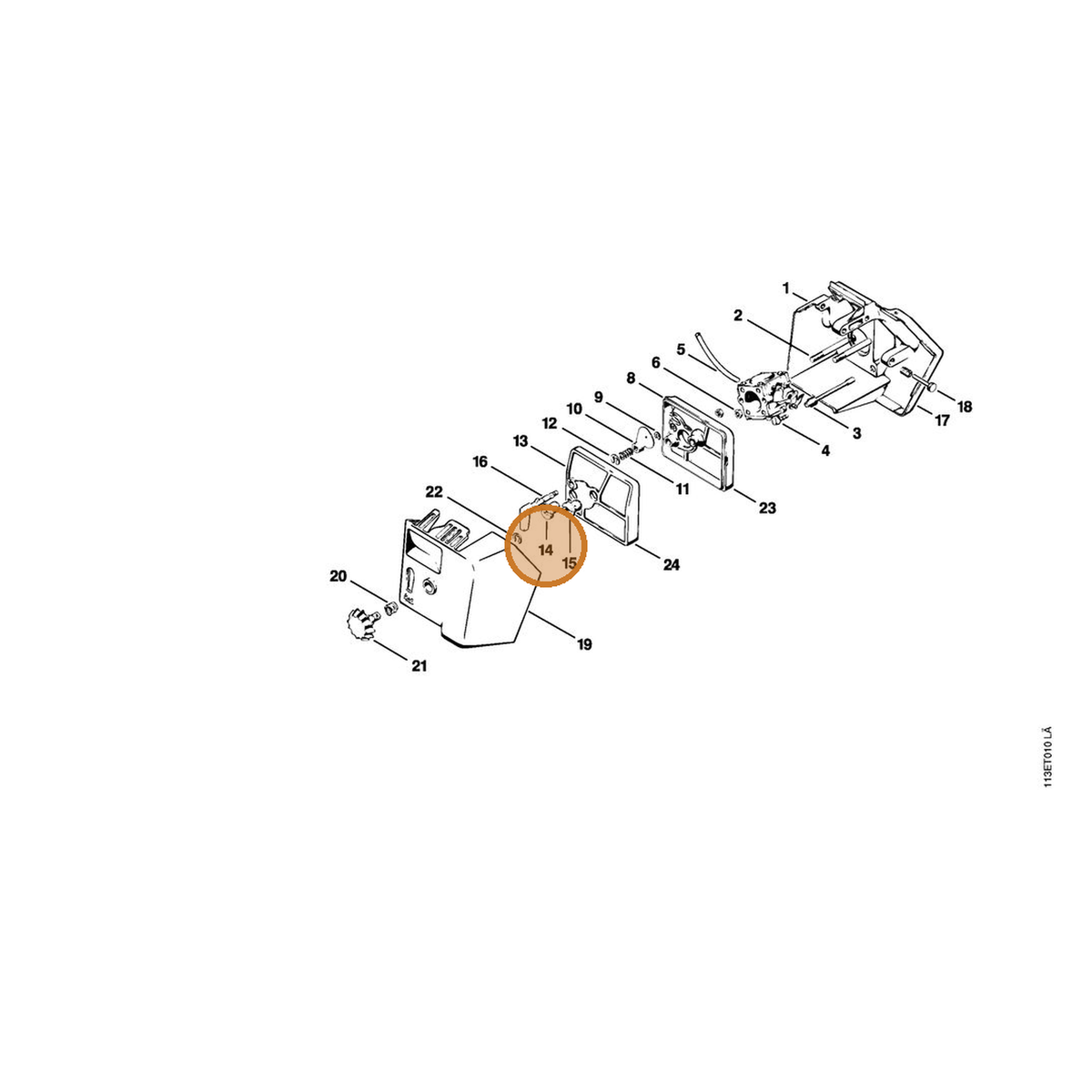 STIHL part 1113-140-9510 — IPL diagram snippet (6x zoom, amber highlight)