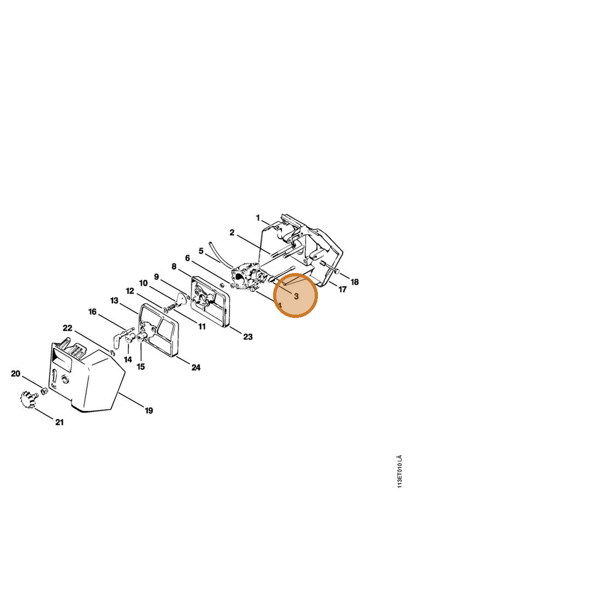 STIHL part 1113-141-8600 — IPL diagram snippet (6x zoom, amber highlight)