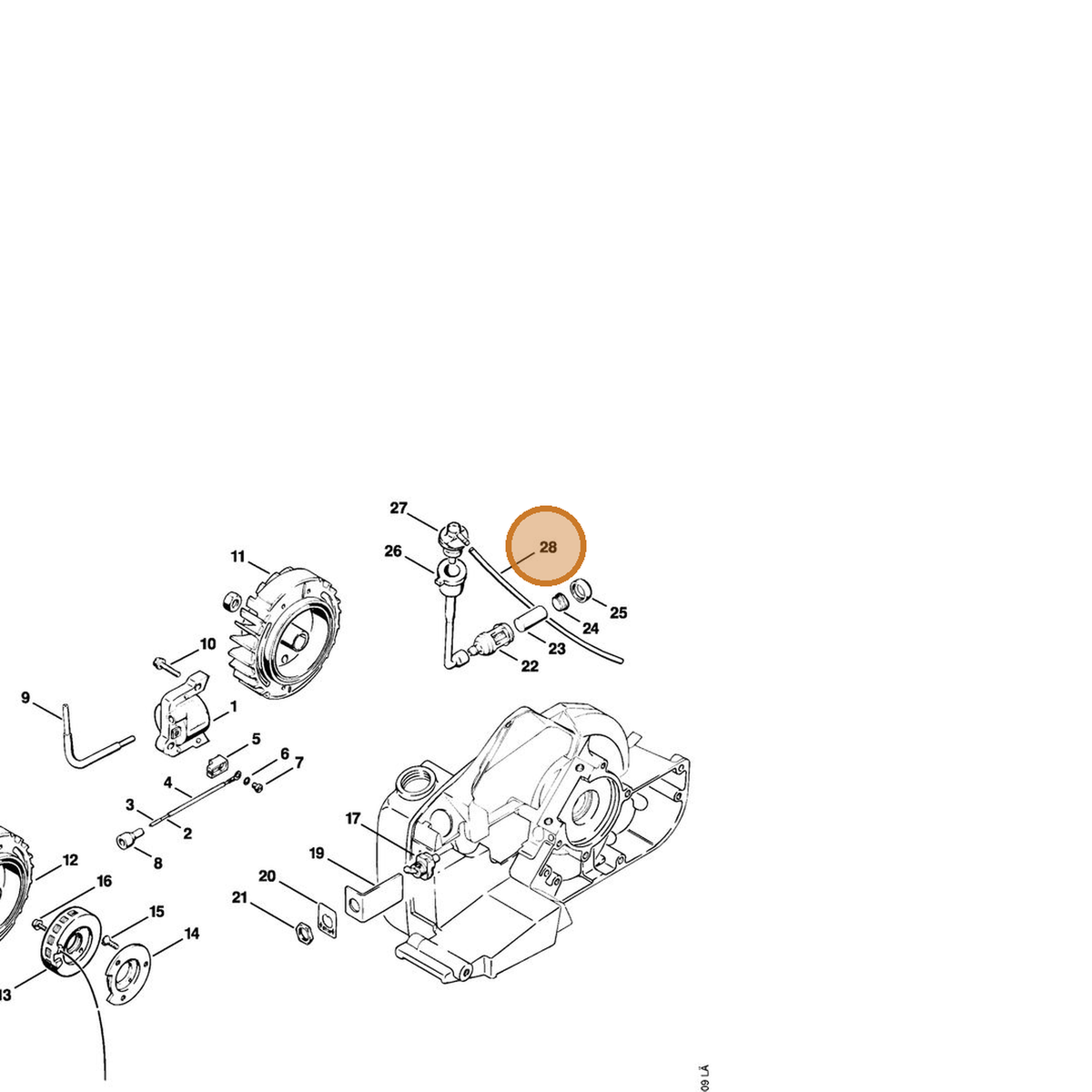 STIHL part 1113-141-8610 — IPL diagram snippet (6x zoom, amber highlight)
