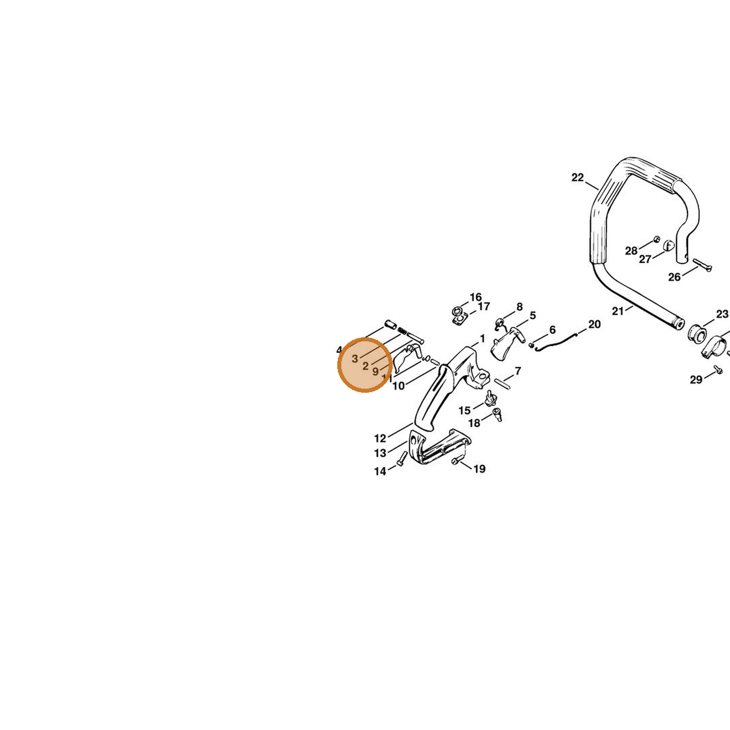 STIHL part 1113-182-8901 — IPL diagram snippet (6x zoom, amber highlight)