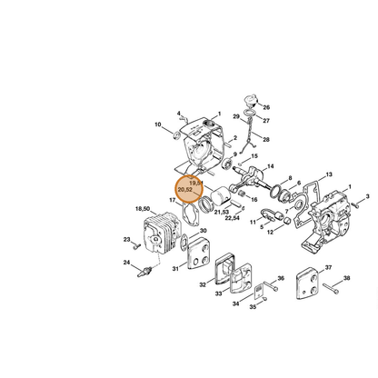 STIHL part 1114-034-3000 — IPL diagram snippet (6x zoom, amber highlight)