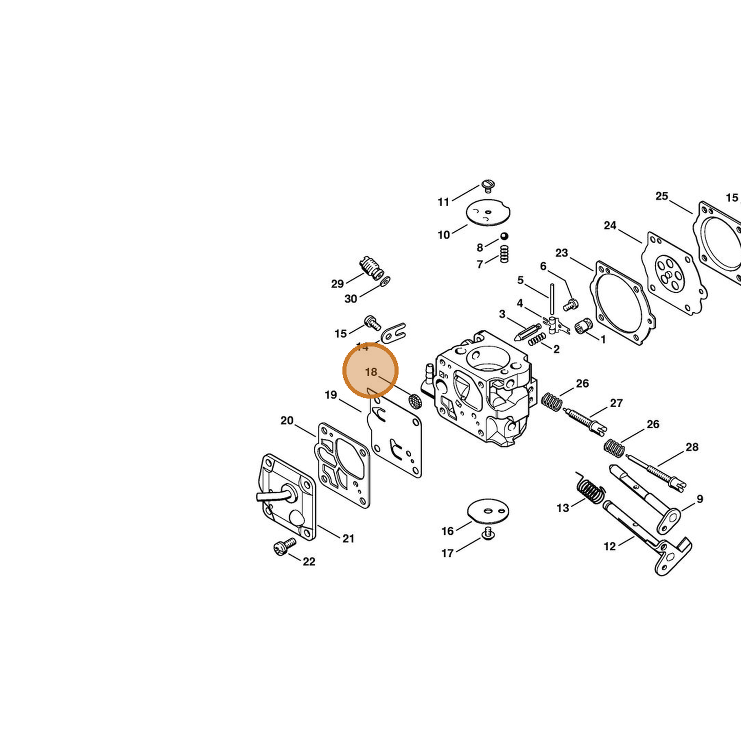 STIHL part 1114-121-7800 — IPL diagram snippet (6x zoom, amber highlight)