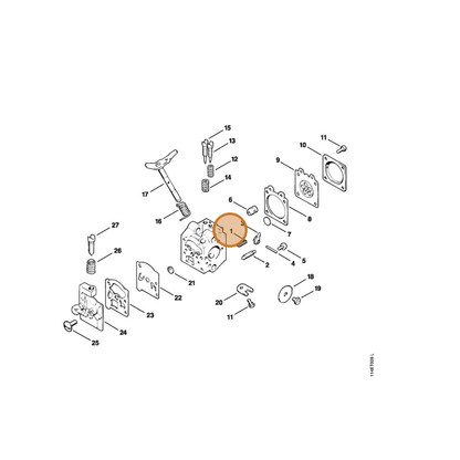 STIHL part 1114-122-3005 — IPL diagram snippet (6x zoom, amber highlight)
