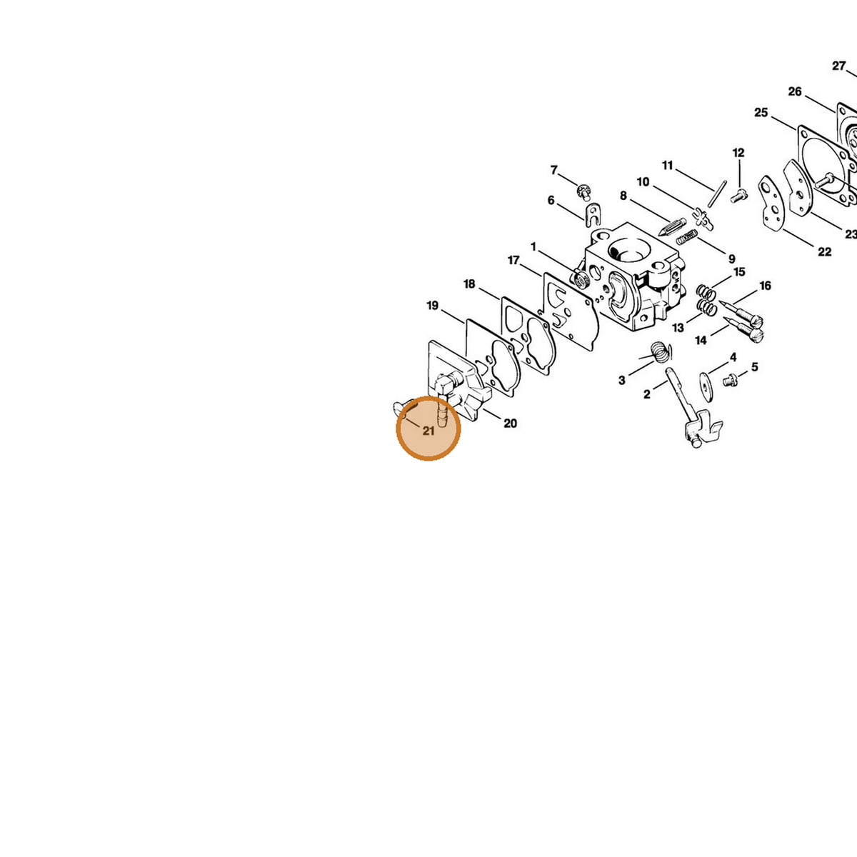 STIHL part 1114-122-7100 — IPL diagram snippet (6x zoom, amber highlight)