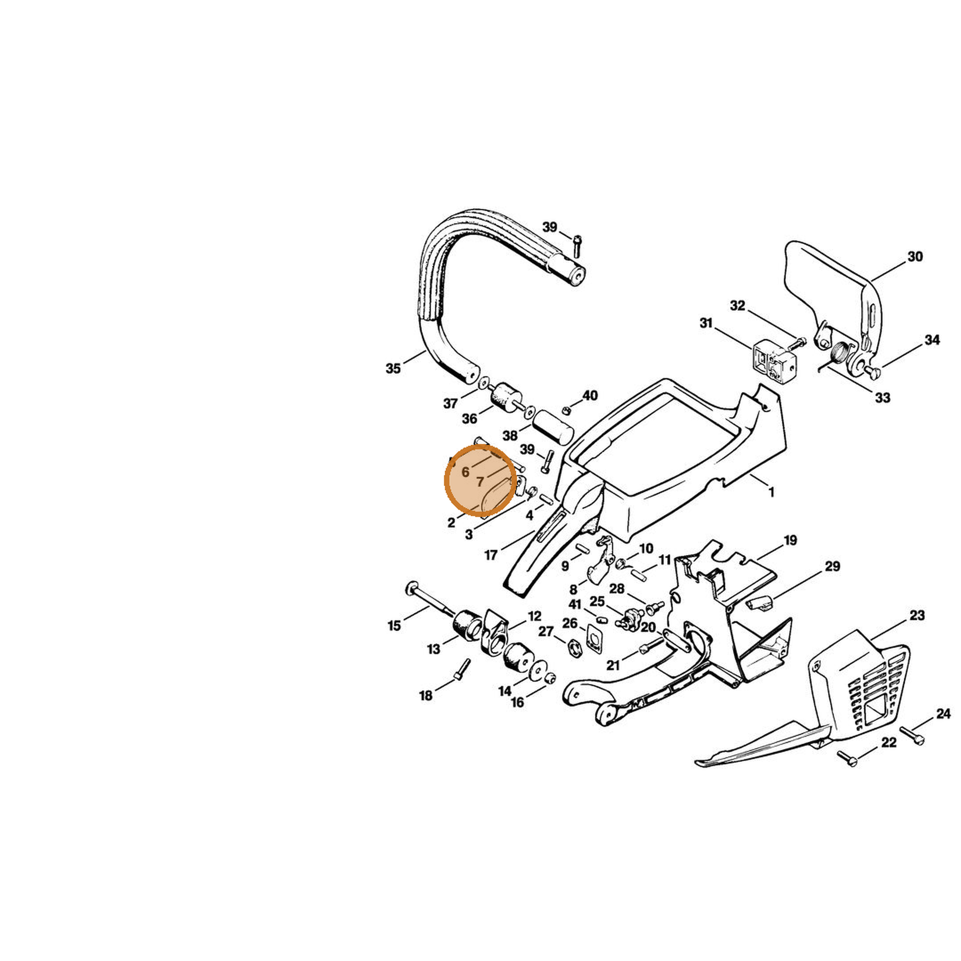STIHL part 1114-182-8900 — IPL diagram snippet (6x zoom, amber highlight)