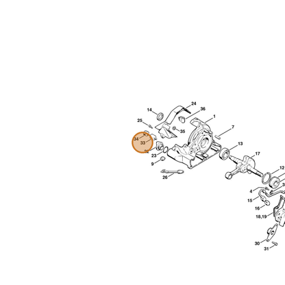 STIHL part 1114-790-9600 — IPL diagram snippet (6x zoom, amber highlight)