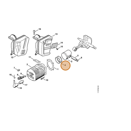 STIHL part 1115-034-3010 — IPL diagram snippet (6x zoom, amber highlight)