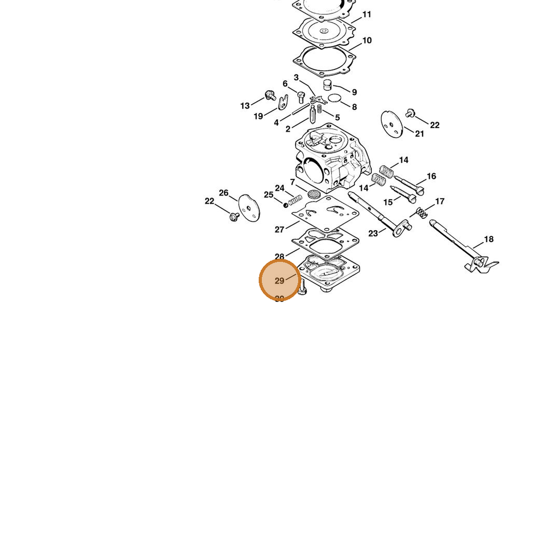 STIHL part 1115-120-0800 — IPL diagram snippet (6x zoom, amber highlight)