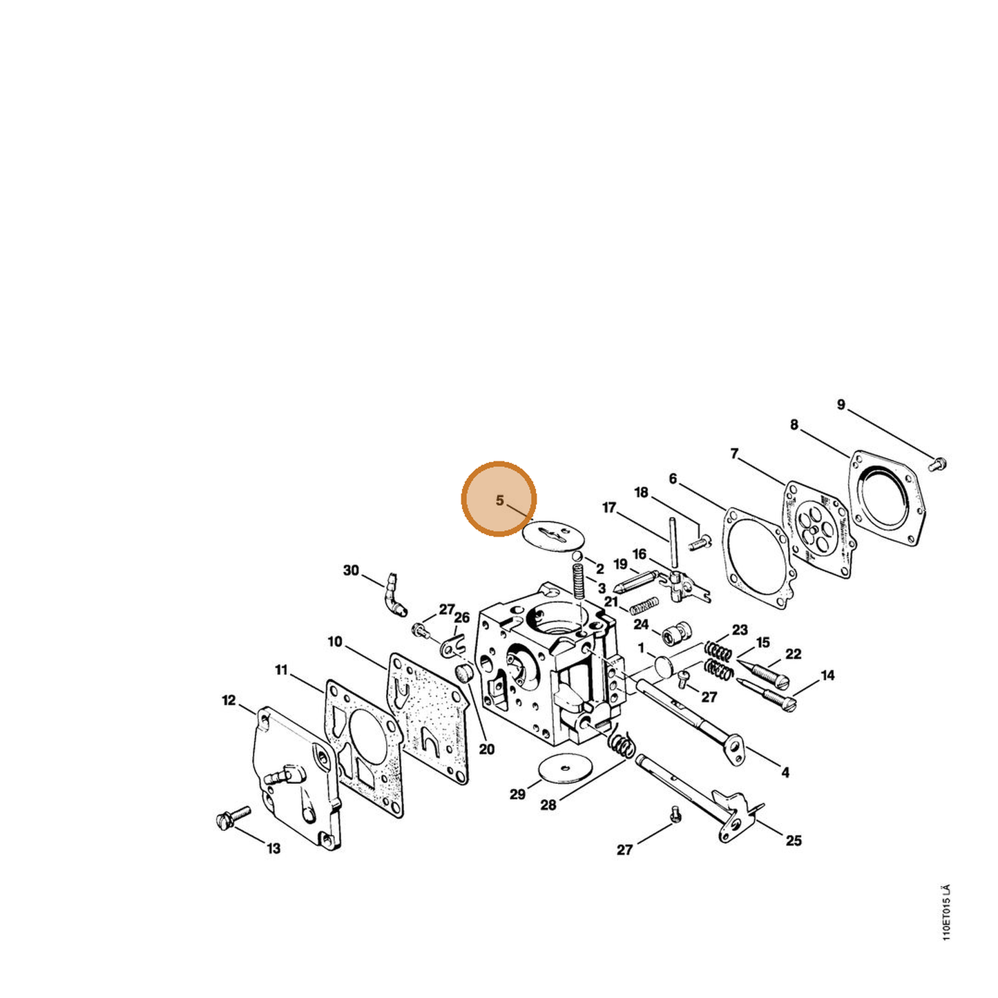 STIHL part 1115-121-2900 — IPL diagram snippet (6x zoom, amber highlight)