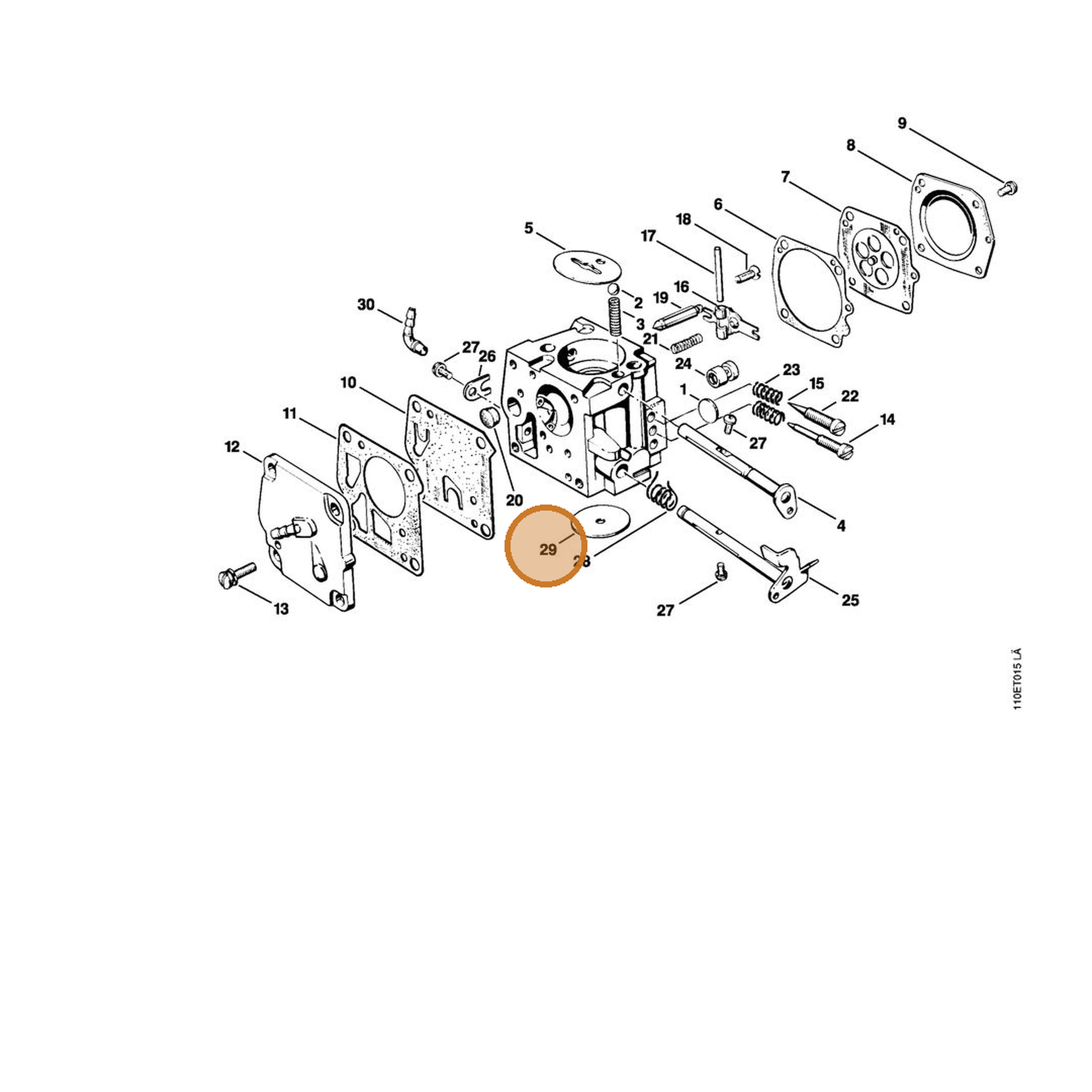STIHL part 1115-121-3300 — IPL diagram snippet (6x zoom, amber highlight)