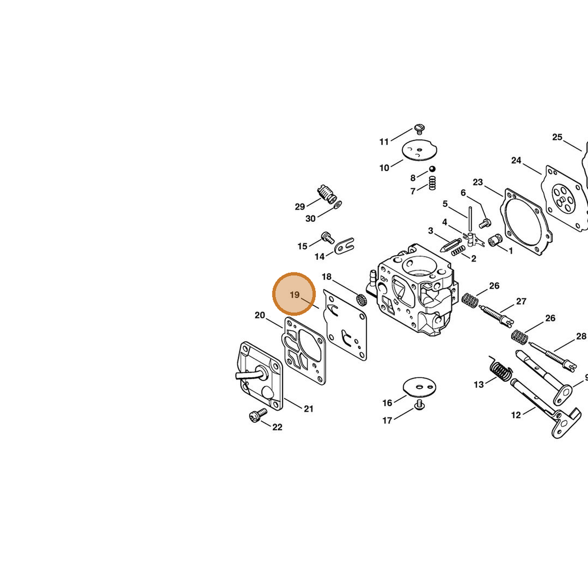 STIHL part 1115-121-4800 — IPL diagram snippet (6x zoom, amber highlight)