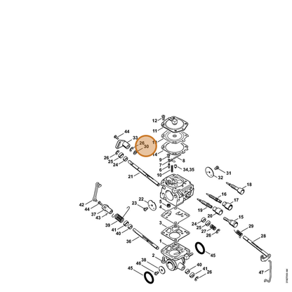 STIHL part 1115-121-8600 — IPL diagram snippet (6x zoom, amber highlight)