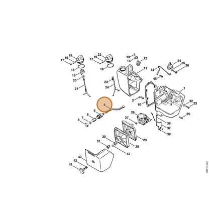 STIHL part 1115-358-7700 — IPL diagram snippet (6x zoom, amber highlight)