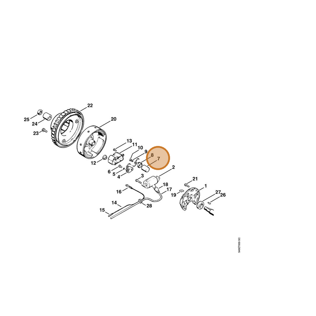 STIHL part 1115-404-3400 — IPL diagram snippet (6x zoom, amber highlight)