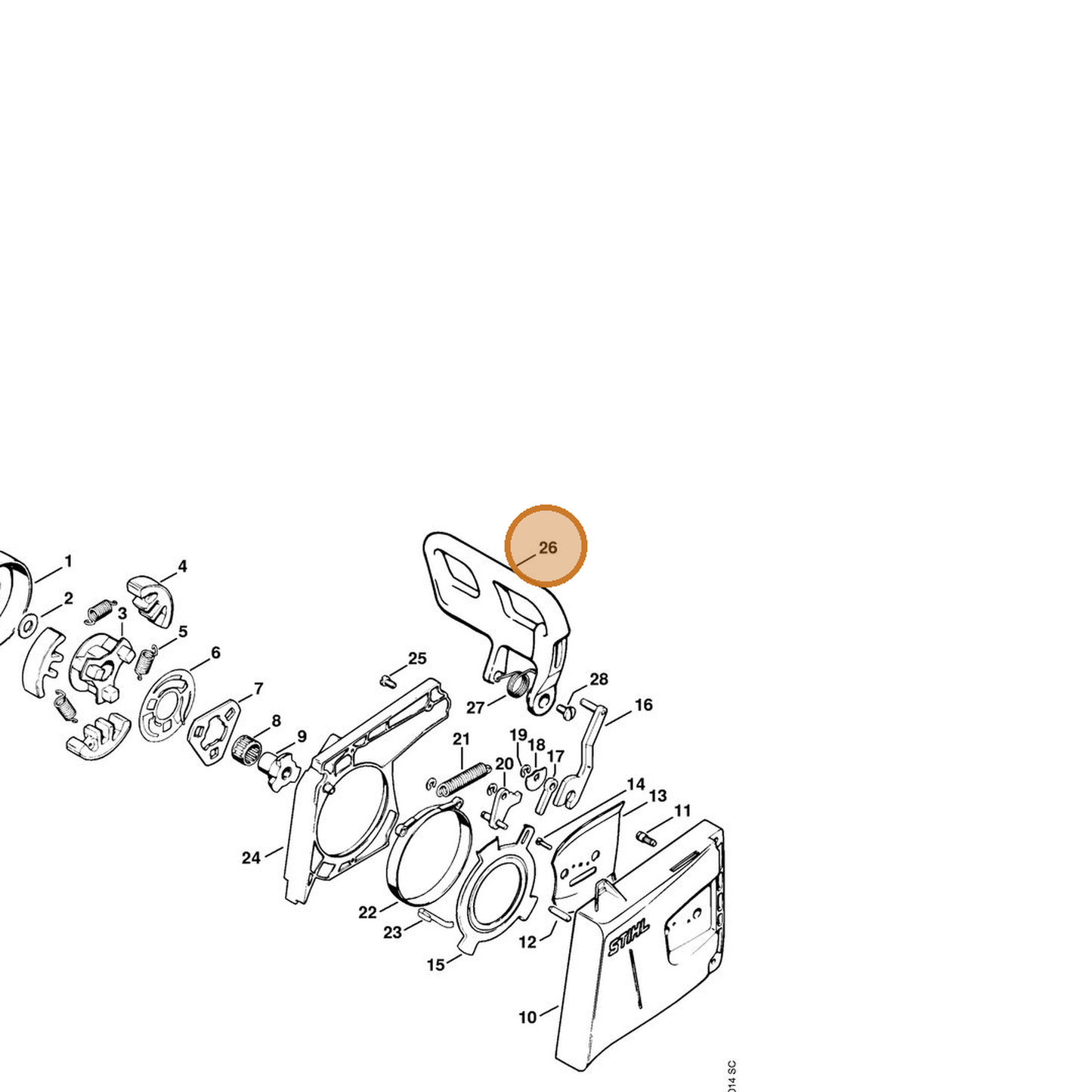 STIHL part 1115-792-9105 — IPL diagram snippet (6x zoom, amber highlight)