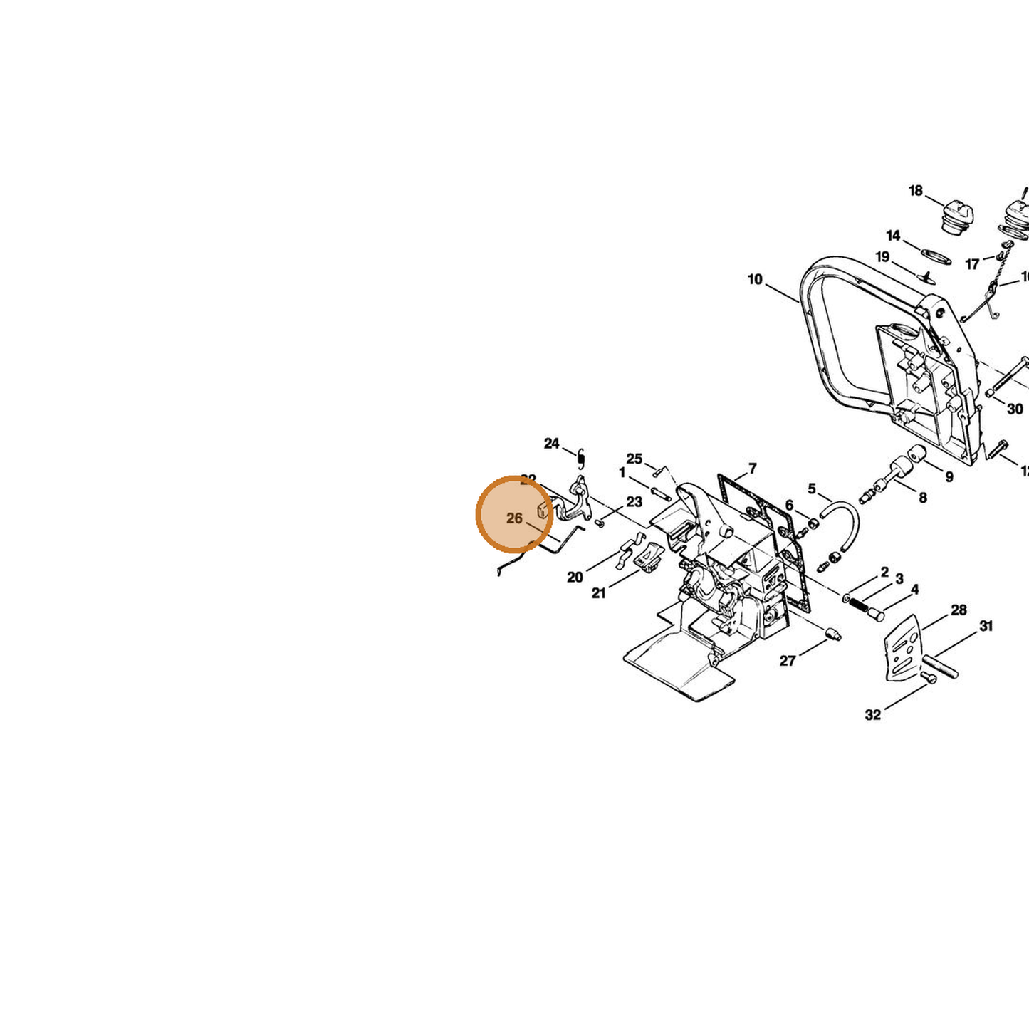 STIHL part 1116-182-1500 — IPL diagram snippet (6x zoom, amber highlight)