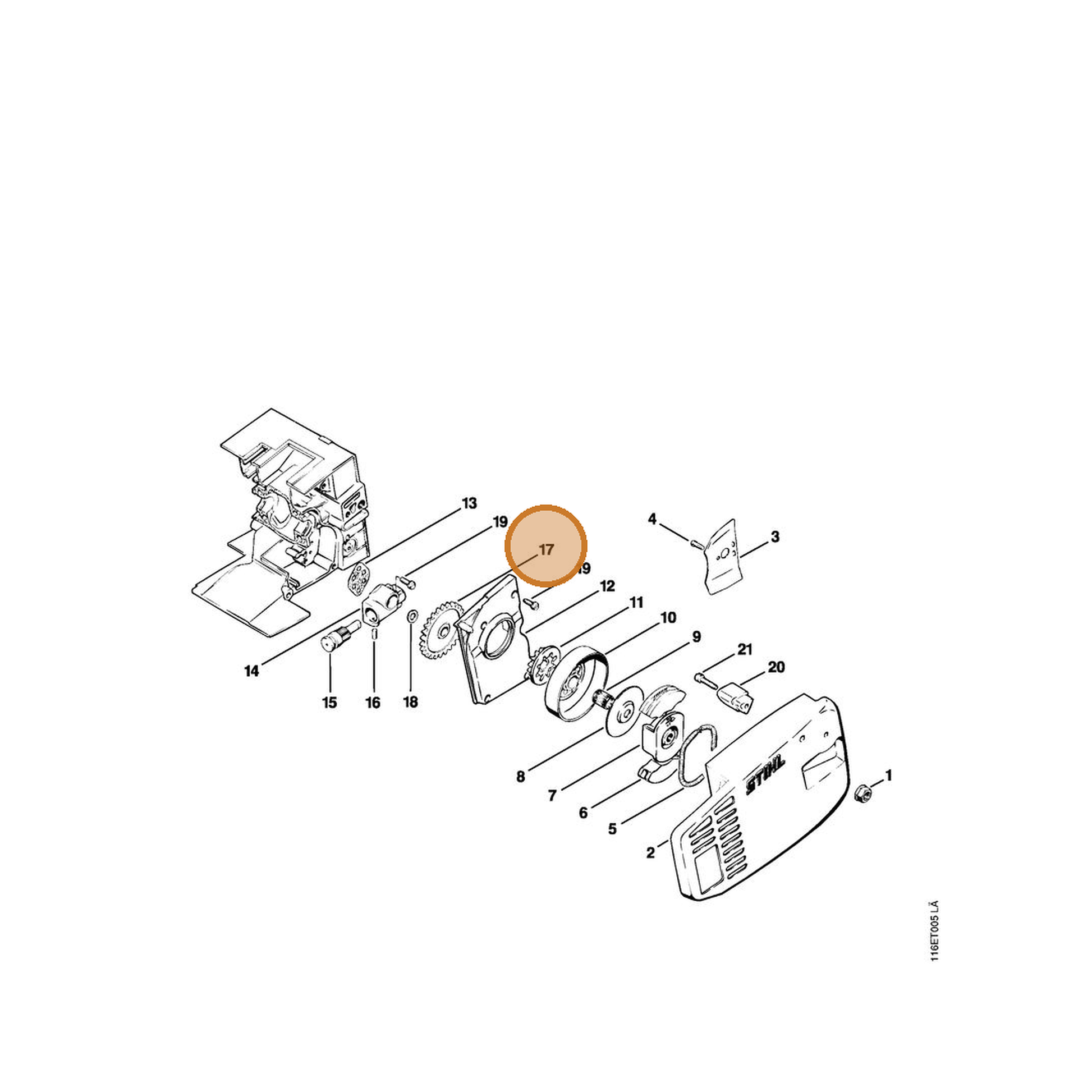 STIHL part 1116-647-1806 — IPL diagram snippet (6x zoom, amber highlight)