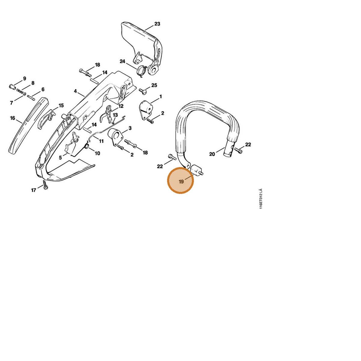 STIHL part 1116-790-9600 — IPL diagram snippet (6x zoom, amber highlight)
