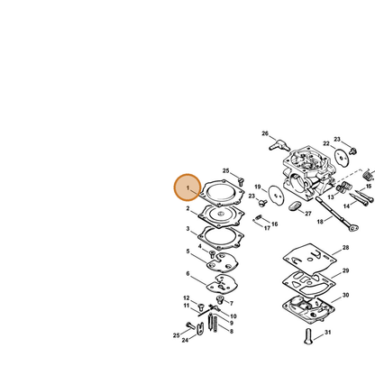 STIHL part 1117-121-0800 — IPL diagram snippet (6x zoom, amber highlight)