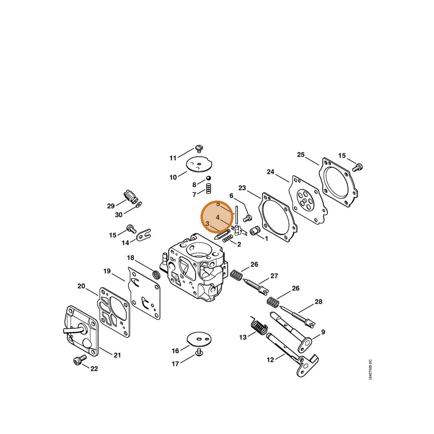 STIHL part 1117-121-5000 — IPL diagram snippet (6x zoom, amber highlight)