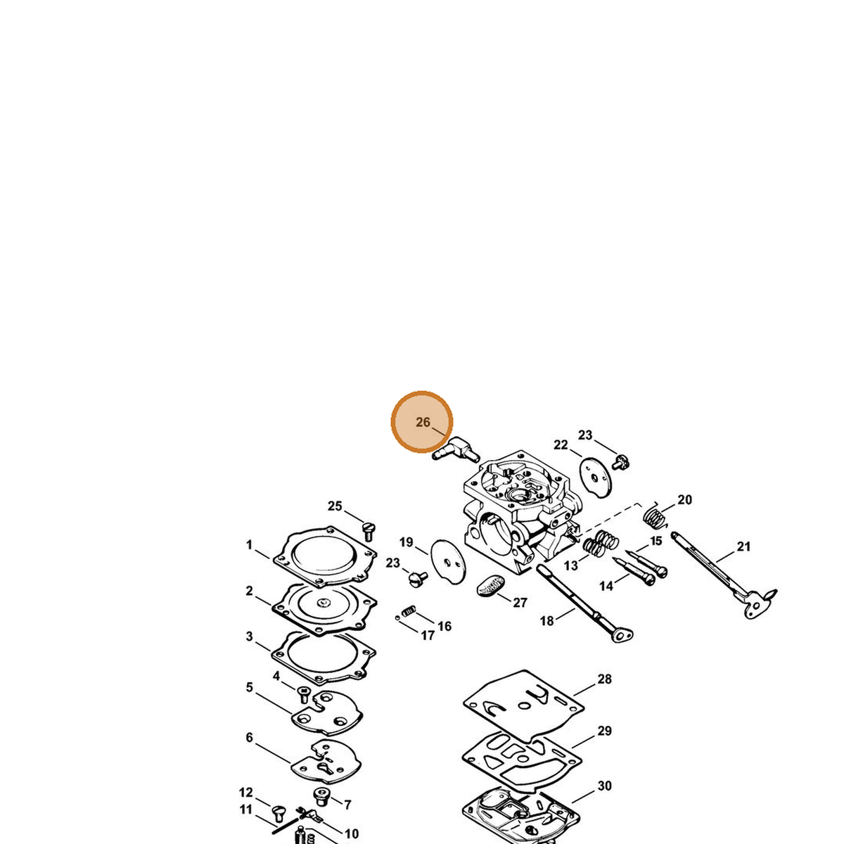 STIHL part 1117-122-3900 — IPL diagram snippet (6x zoom, amber highlight)