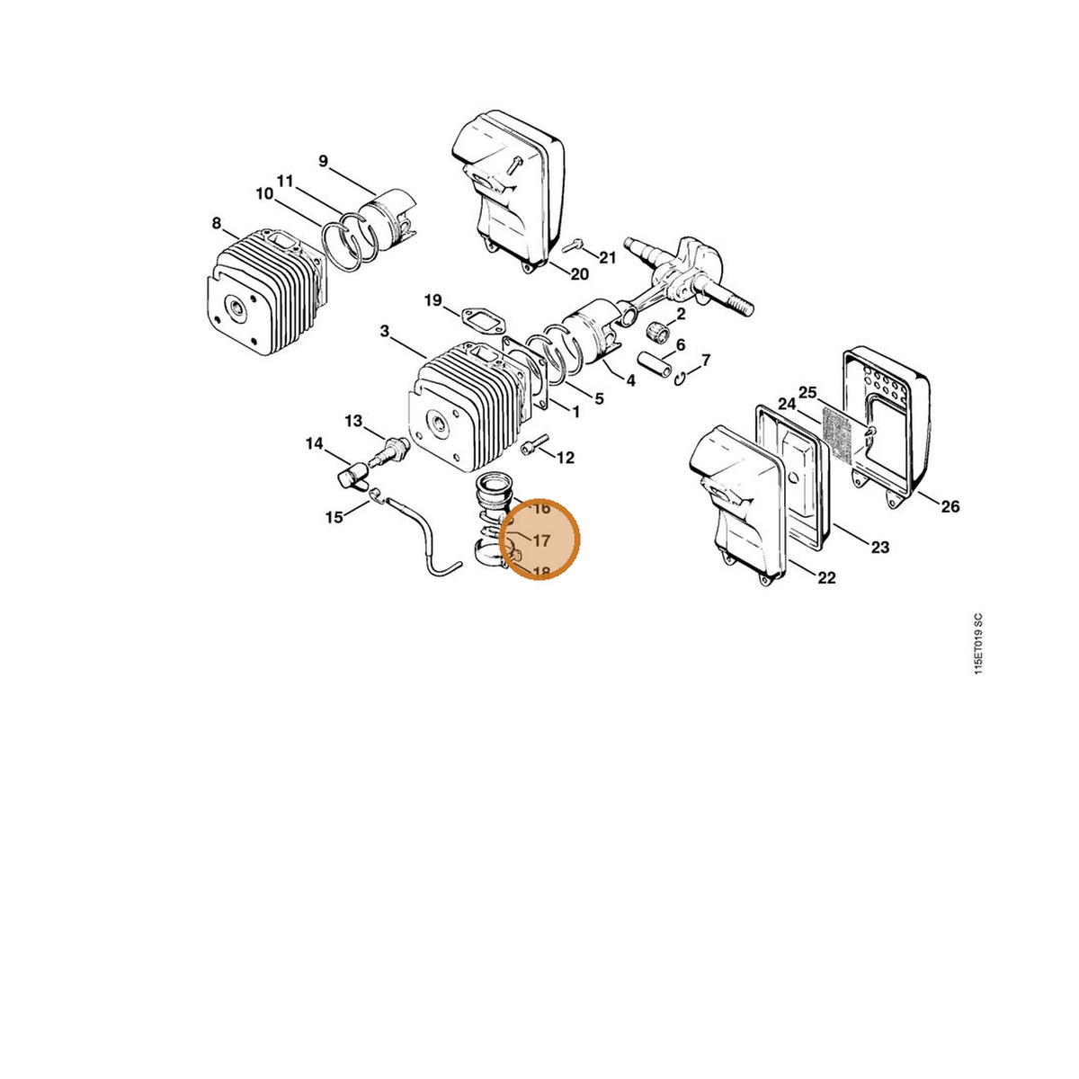 STIHL part 1117-141-1800 — IPL diagram snippet (6x zoom, amber highlight)