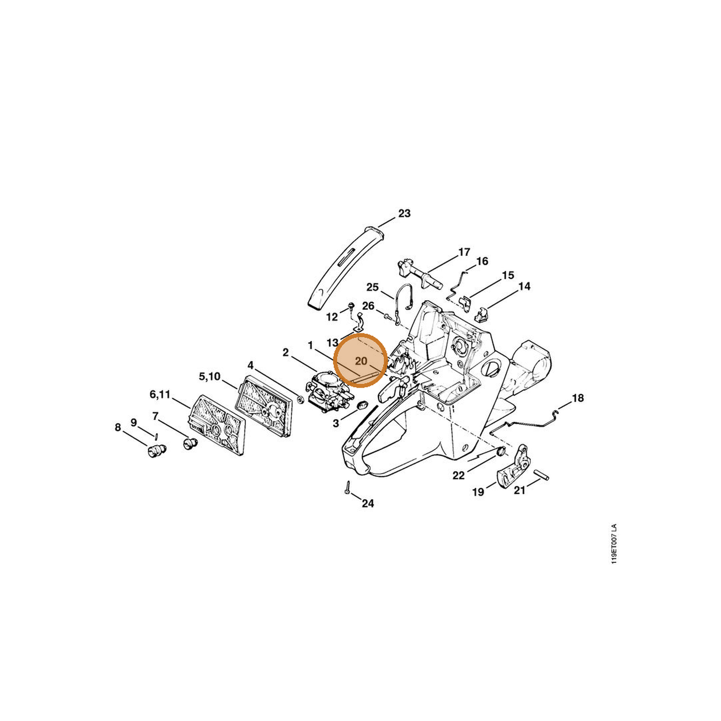 STIHL part 1117-182-0805 — IPL diagram snippet (6x zoom, amber highlight)