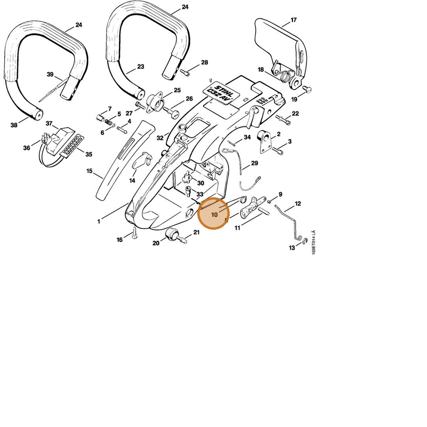 STIHL part 1117-182-4500 — IPL diagram snippet (6x zoom, amber highlight)