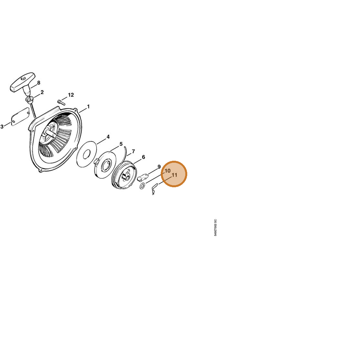 STIHL part 1117-195-3500 — IPL diagram snippet (6x zoom, amber highlight)