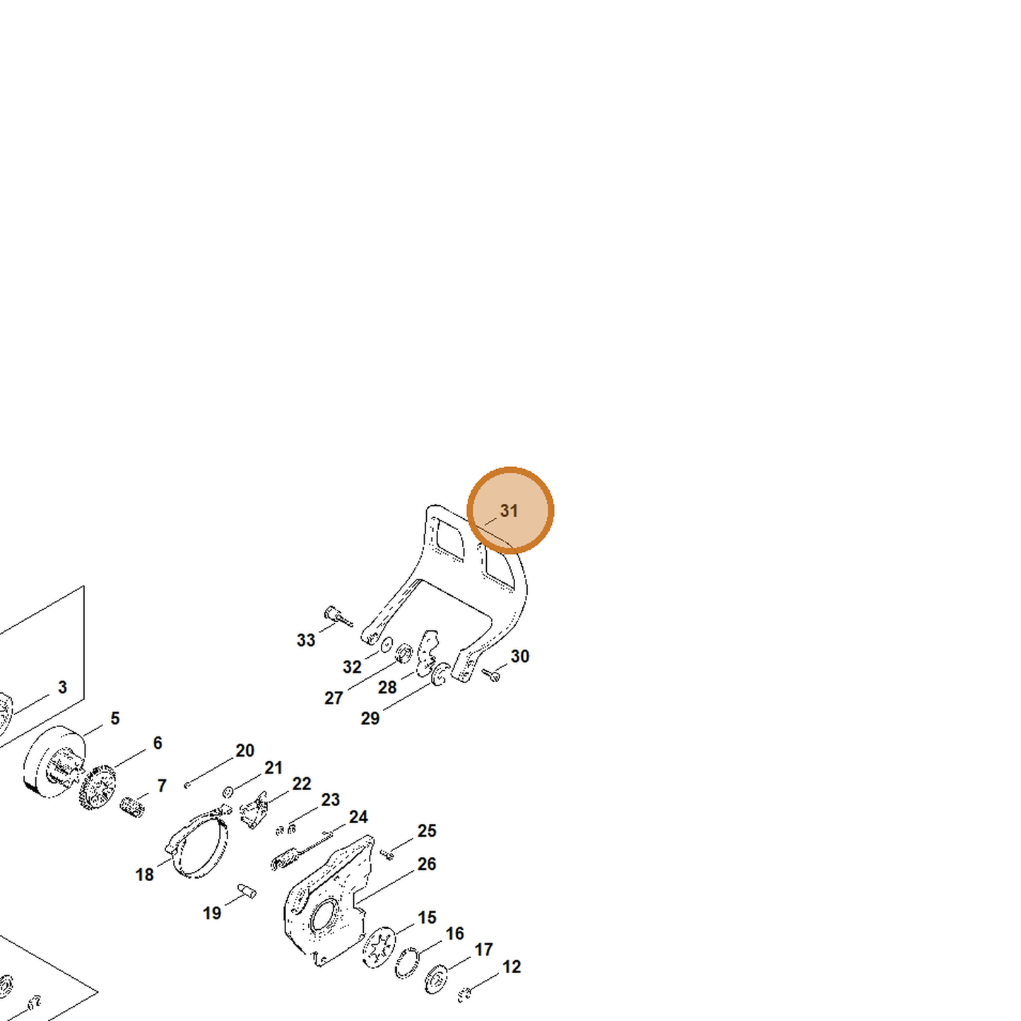 STIHL part 1117-790-9100 — IPL diagram snippet (6x zoom, amber highlight)