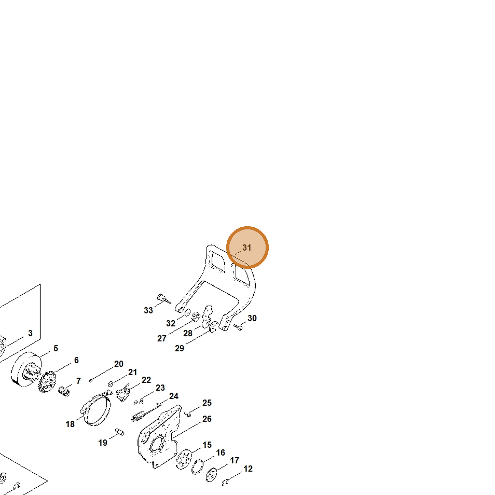 STIHL part 1117-790-9100 — IPL diagram snippet (6x zoom, amber highlight)