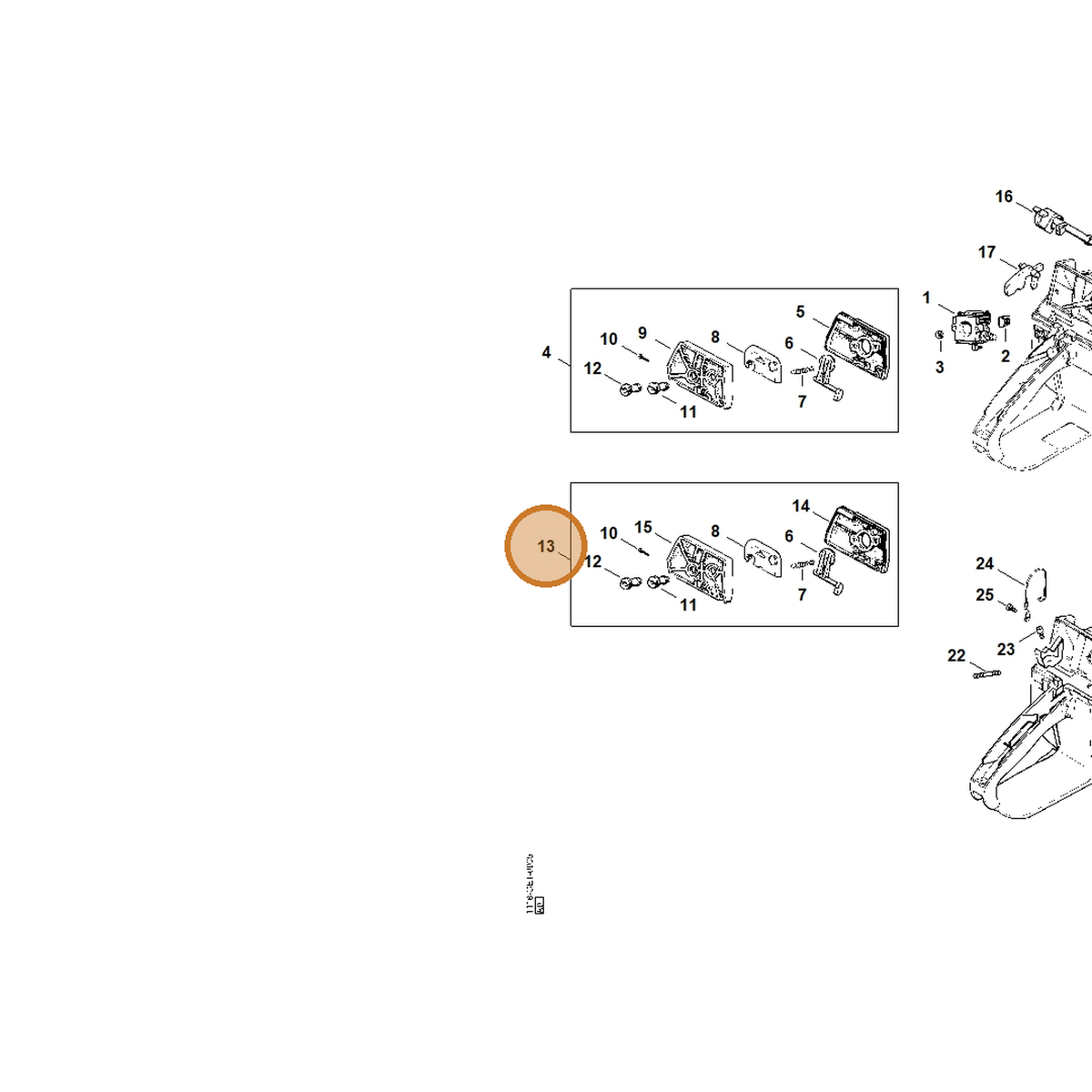 STIHL part 1118-120-1611 — IPL diagram snippet (6x zoom, amber highlight)