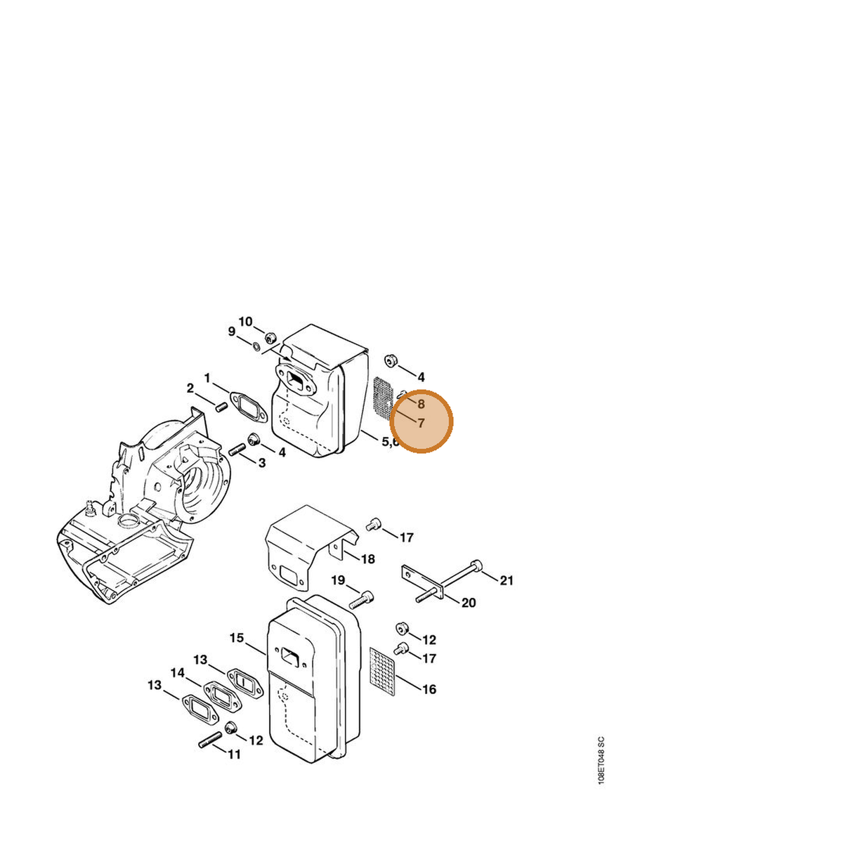 STIHL part 1118-141-9005 — IPL diagram snippet (6x zoom, amber highlight)