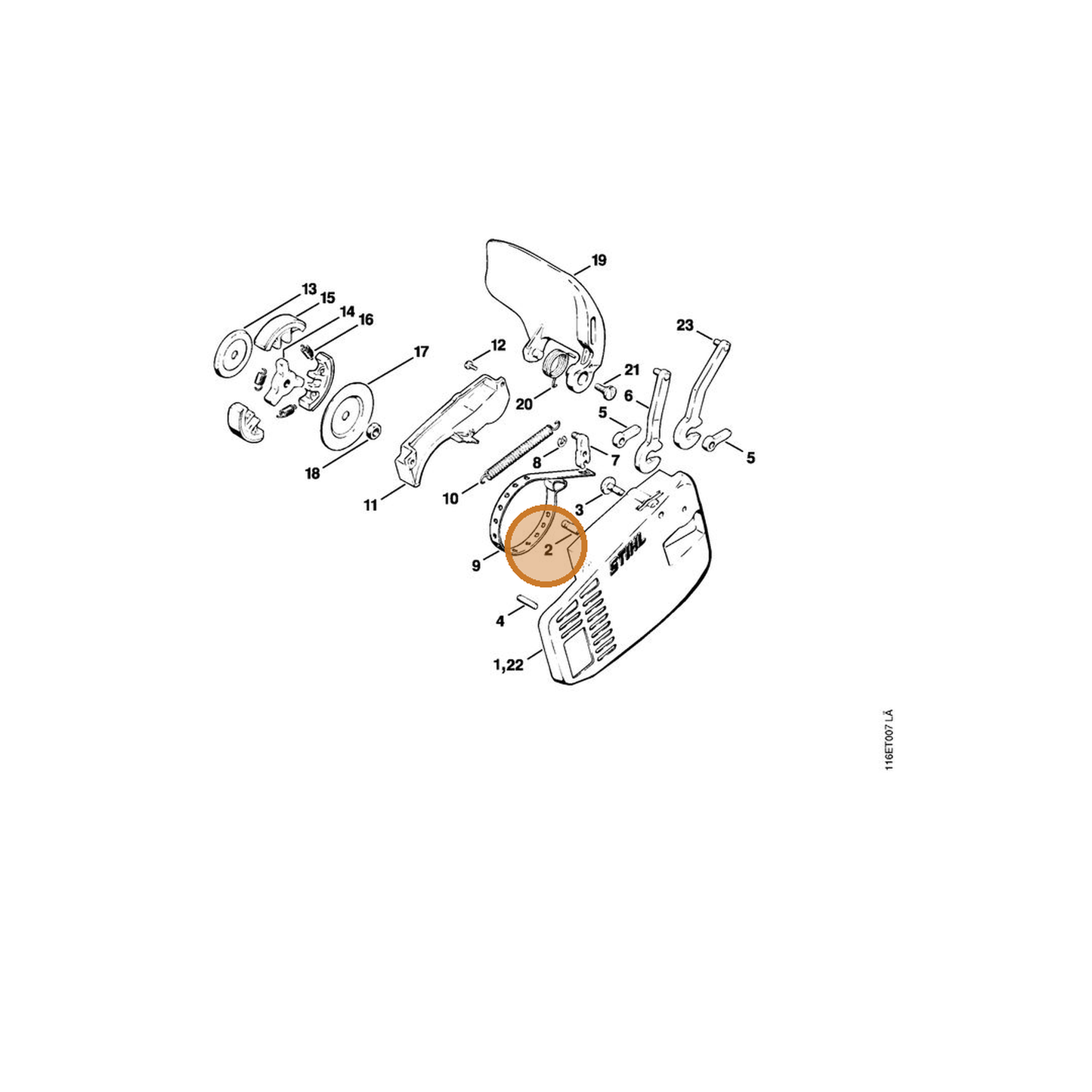 STIHL part 1118-162-5200 — IPL diagram snippet (6x zoom, amber highlight)