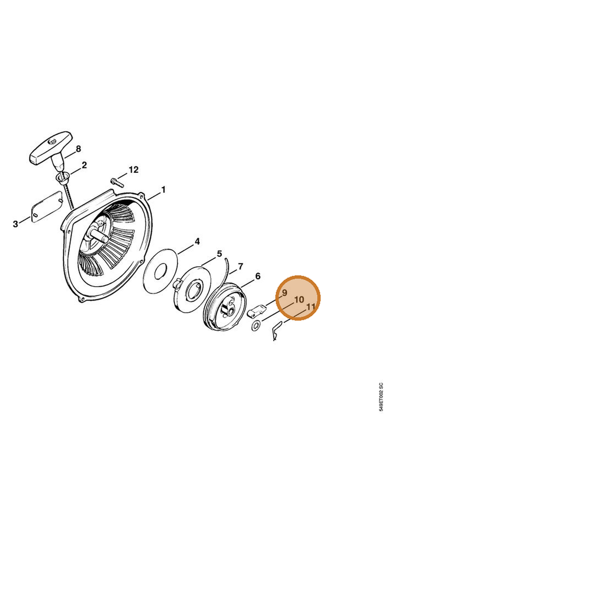 STIHL part 1118-162-8935 — IPL diagram snippet (6x zoom, amber highlight)