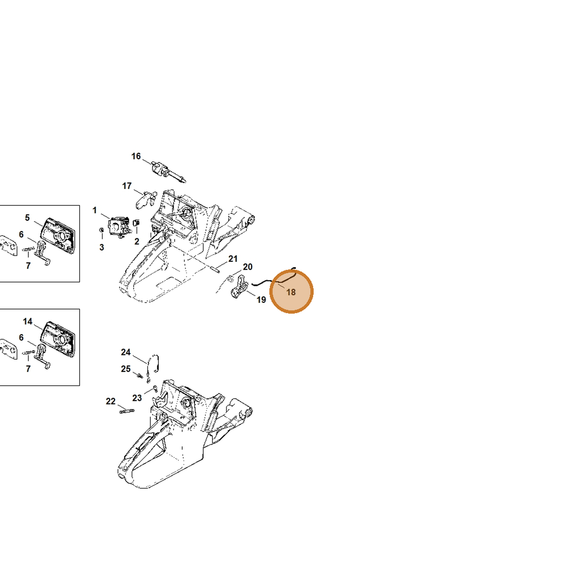 STIHL part 1118-182-1501 — IPL diagram snippet (6x zoom, amber highlight)