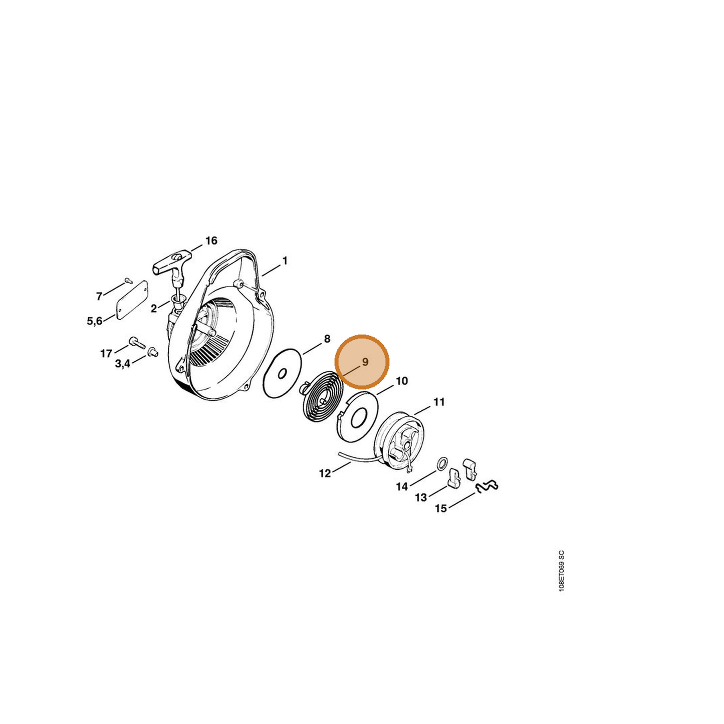 STIHL part 1118-190-0600 — IPL diagram snippet (6x zoom, amber highlight)