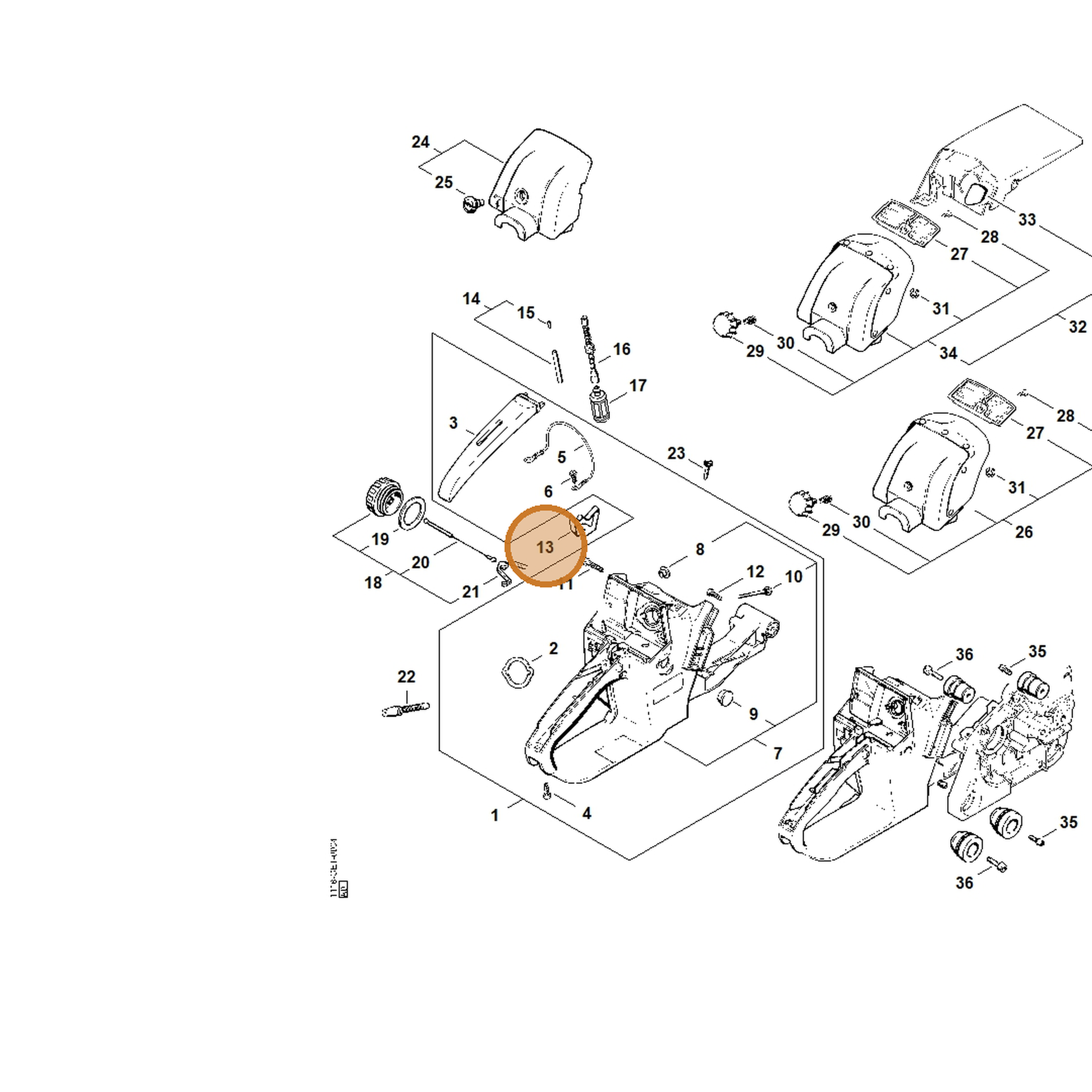 STIHL part 1118-442-1600 — IPL diagram snippet (6x zoom, amber highlight)