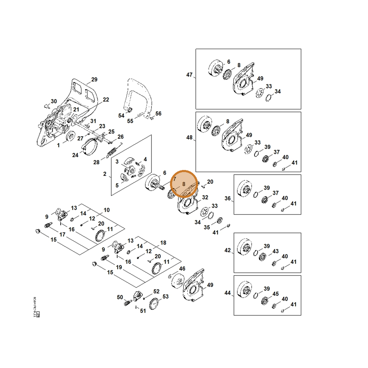 STIHL part 1118-642-1506 — IPL diagram snippet (6x zoom, amber highlight)