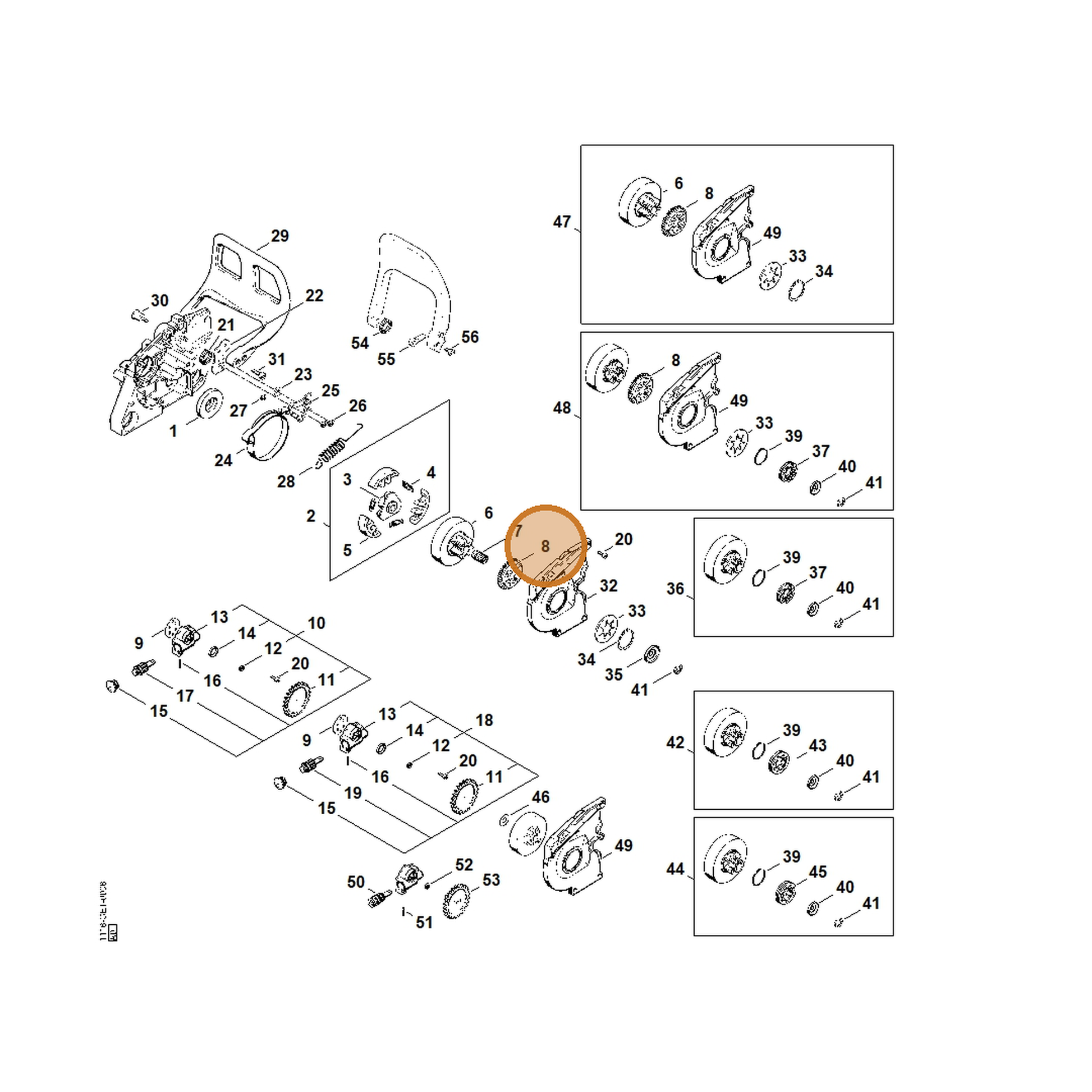 STIHL part 1118-642-1506 — IPL diagram snippet (6x zoom, amber highlight)