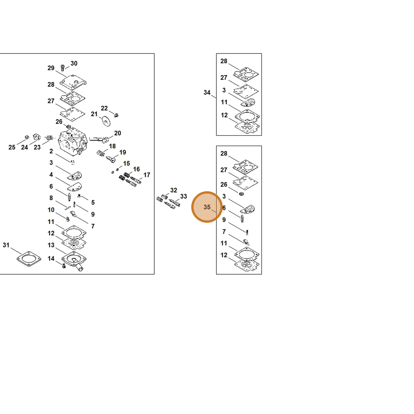 STIHL part 1119-007-1066 — IPL diagram snippet (6x zoom, amber highlight)