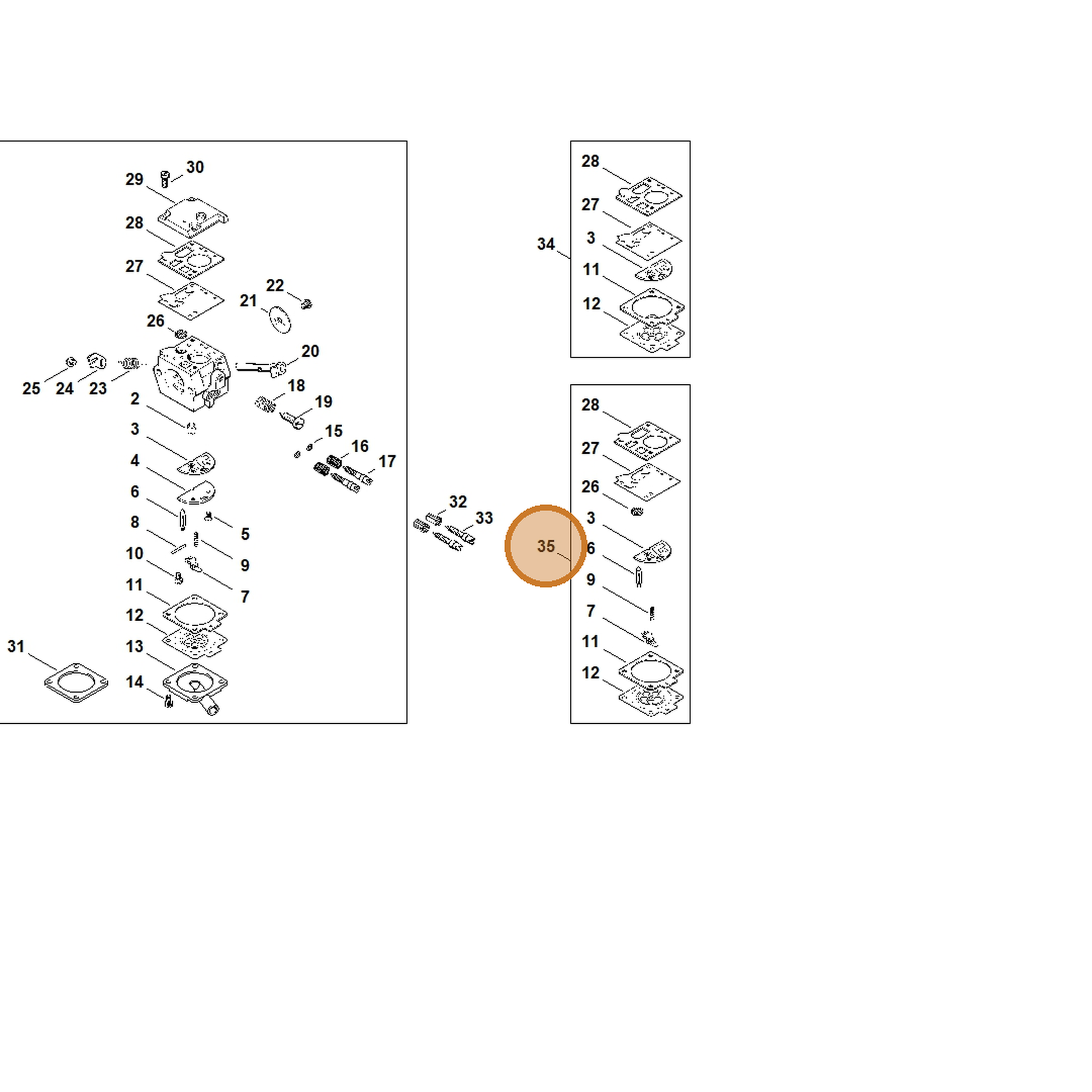 STIHL part 1119-007-1066 — IPL diagram snippet (6x zoom, amber highlight)