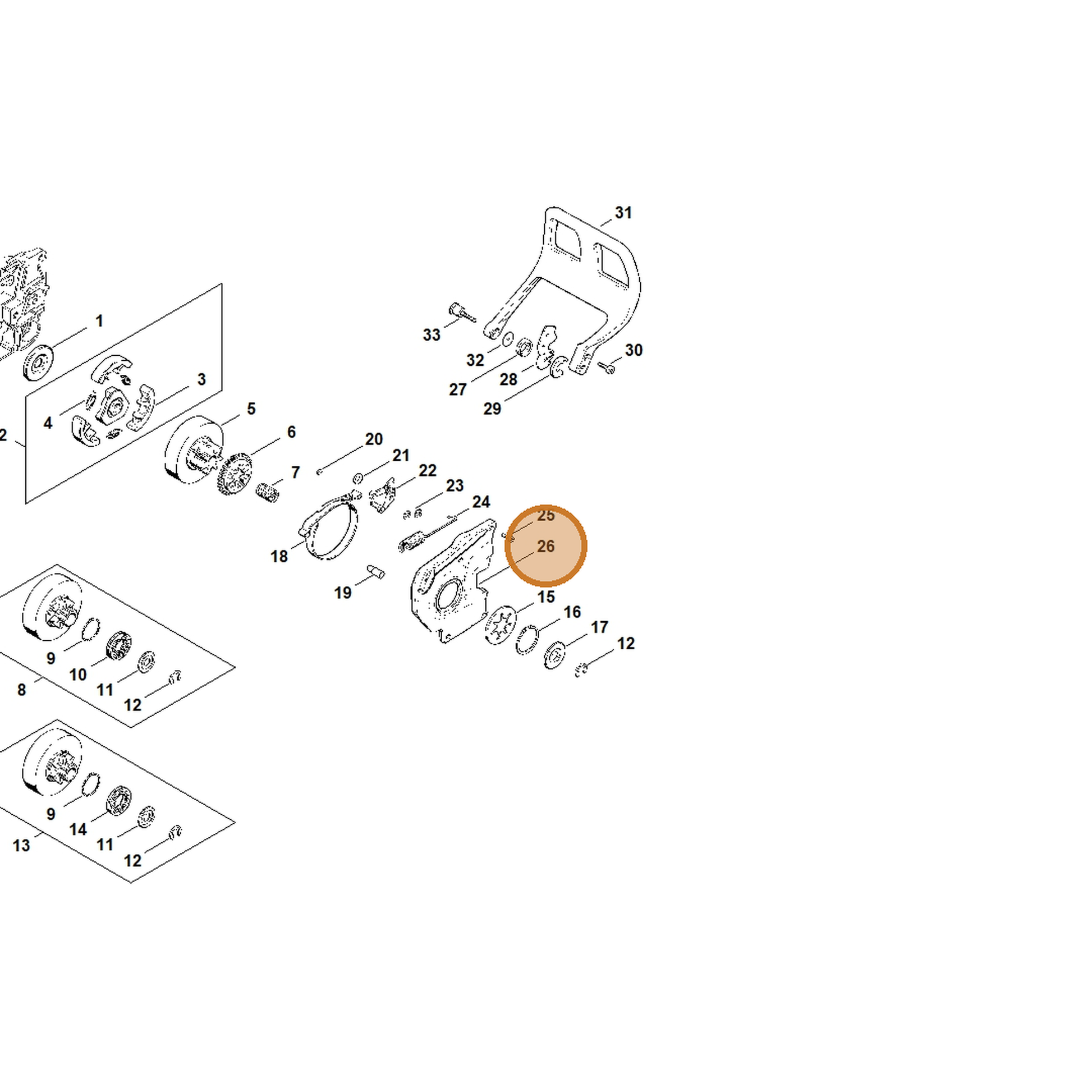 STIHL part 1119-021-1102 — IPL diagram snippet (6x zoom, amber highlight)