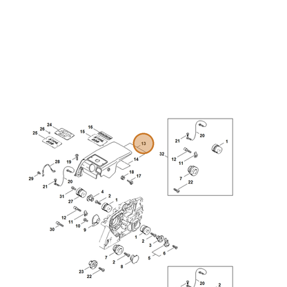 STIHL part 1119-080-1600 — IPL diagram snippet (6x zoom, amber highlight)