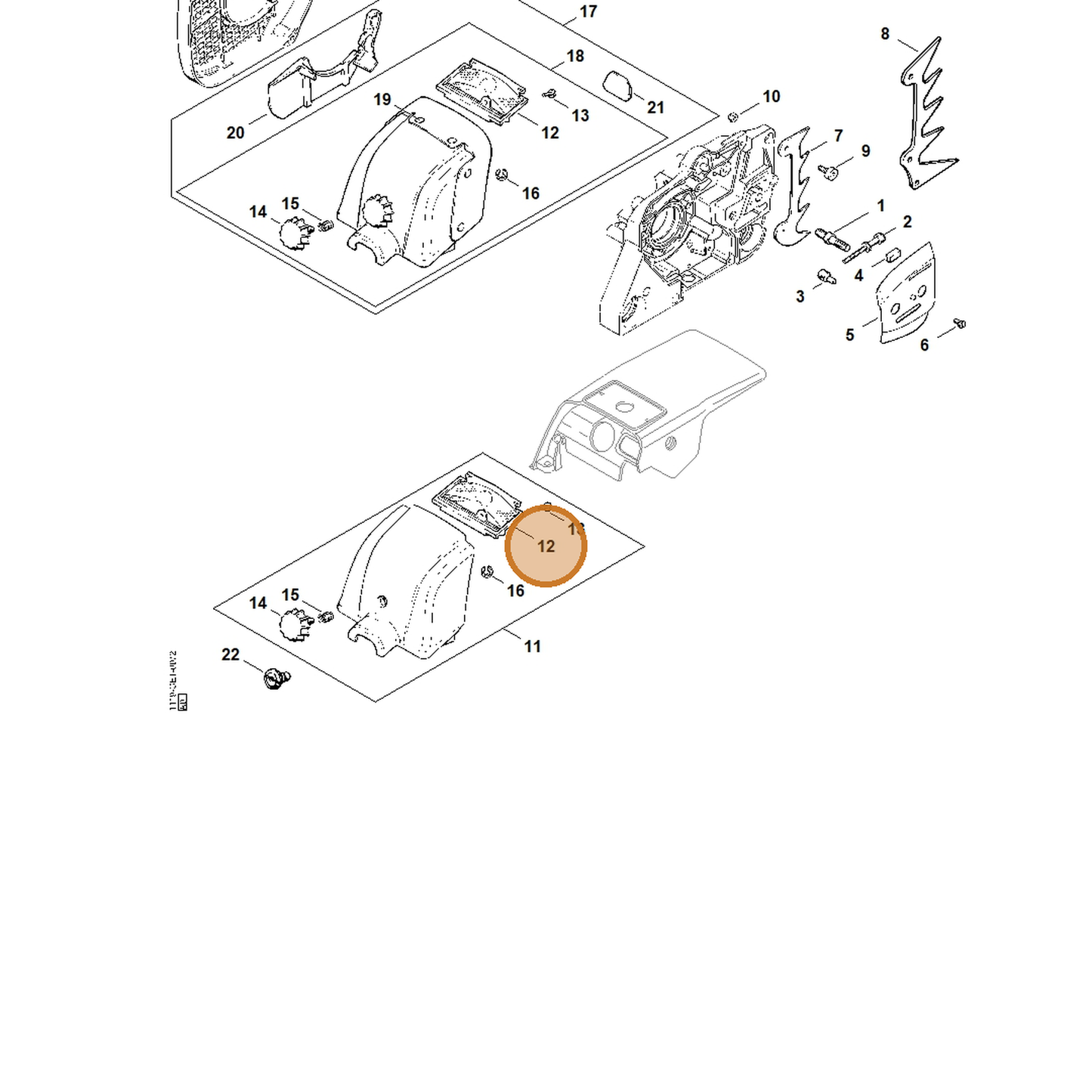 STIHL part 1119-120-1500 — IPL diagram snippet (6x zoom, amber highlight)