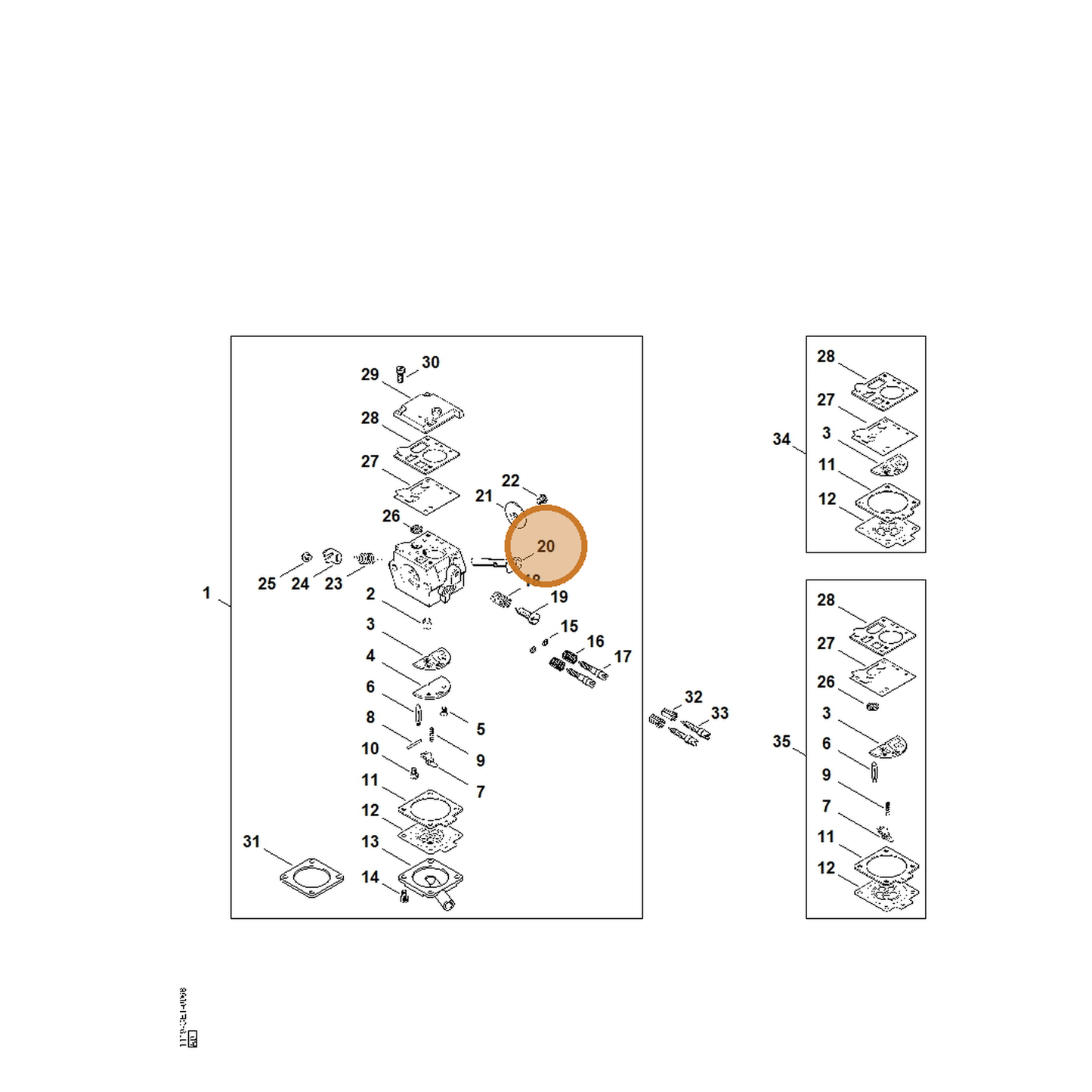 STIHL part 1119-120-7102 — IPL diagram snippet (6x zoom, amber highlight)